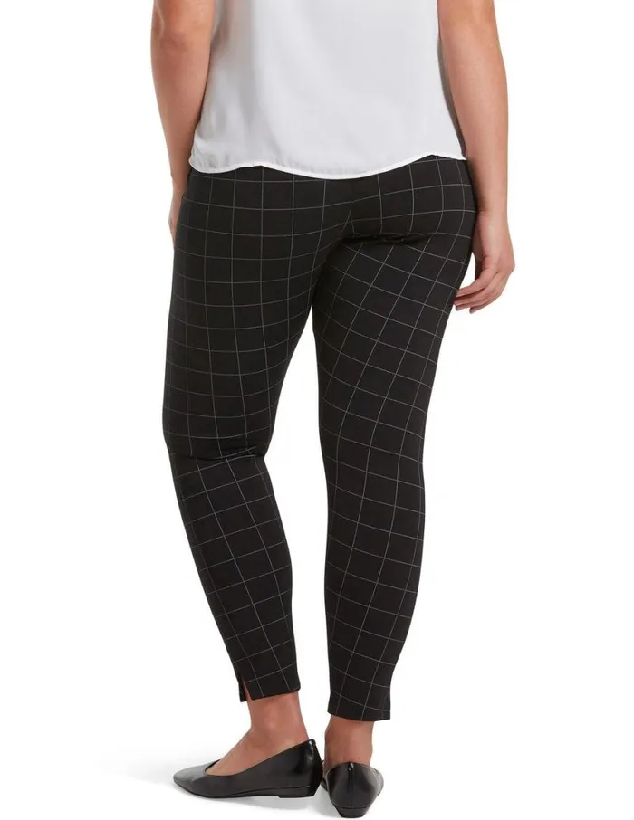 Hue Work Ponte Ultra High Waist 78 Straight Leg Black Women Trousers