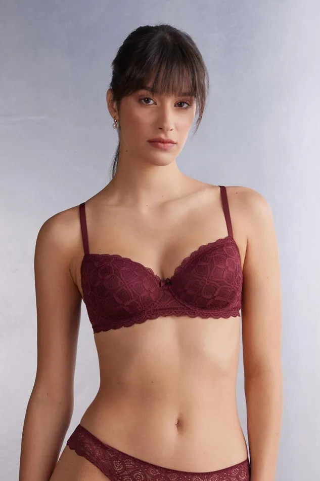 Intimissimi Balconette Women Sofia Balconette Bra In Lace Burgundy 653j 8211 Folk Red