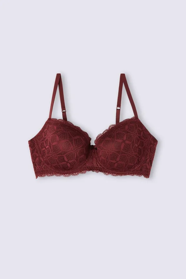 Intimissimi Balconette Women Sofia Balconette Bra In Lace Burgundy 653j 8211 Folk Red