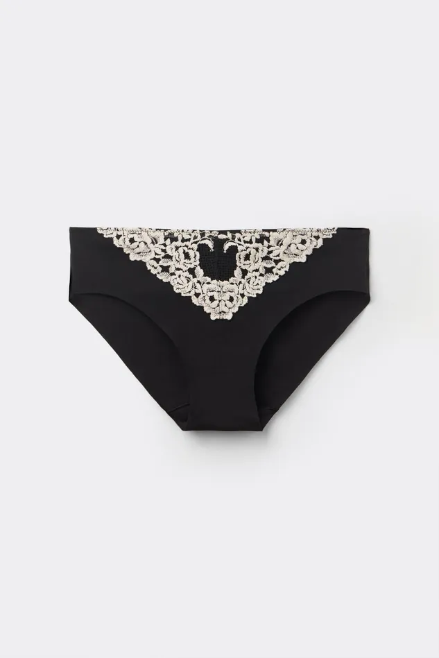 Intimissimi Bikini Panties Women Pretty Flowers Seamless Cotton Panties Multicolor 9887 8211 Blackivory