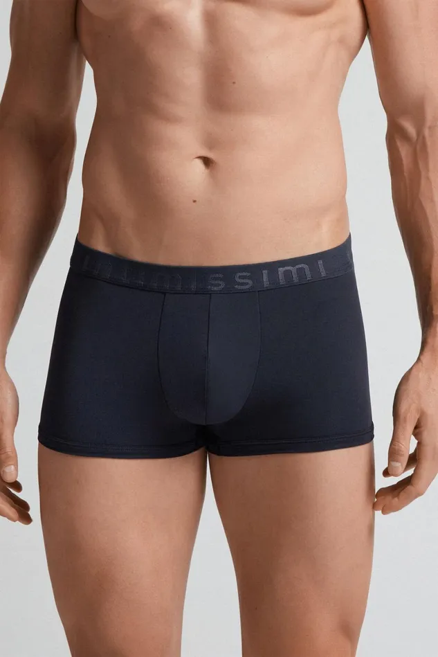 Intimissimi Boxers Men Microfiber Logo Boxer Shorts Blue 800 8211 Blu Notte