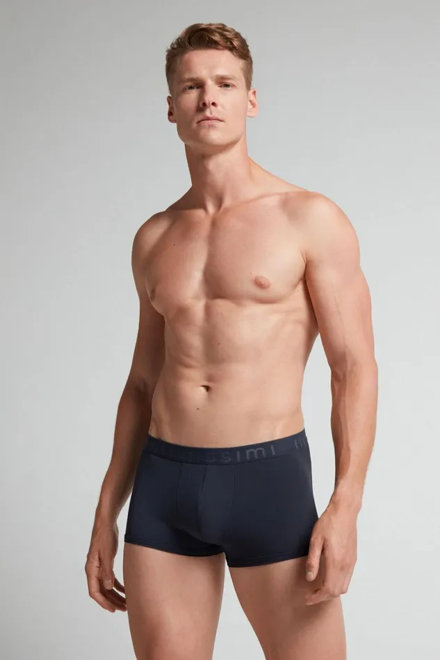Intimissimi Boxers Men Microfiber Logo Boxer Shorts Blue 800 8211 Blu Notte