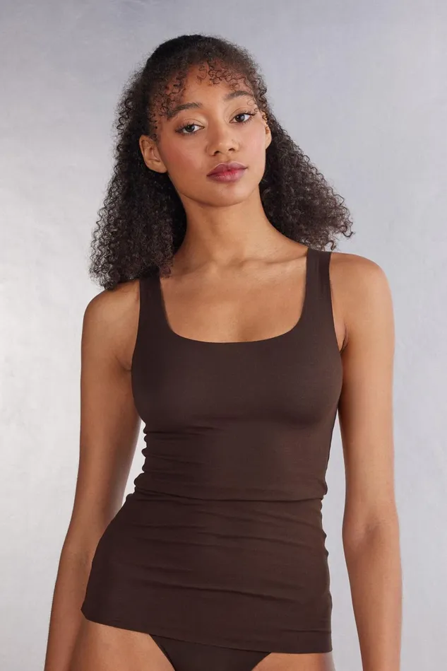 Intimissimi Camisoles Tank Tops Women Raw Edge Round Neck Cotton Tank Top Brown 705j 8211 Mocha Moka Brown Intimissimi Camisoles Tank Tops Women Raw Edge Round Neck Cotton Tank Top Brown 705j 8211 Mocha Moka Brown