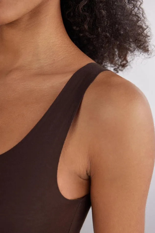 Intimissimi Camisoles Tank Tops Women Raw Edge Round Neck Cotton Tank Top Brown 705j 8211 Mocha Moka Brown
