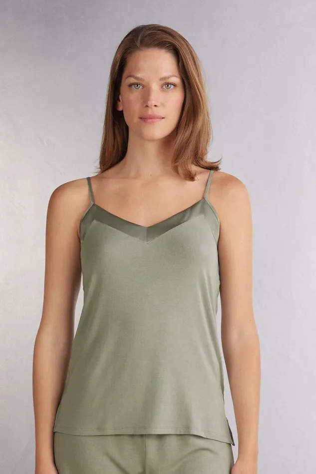 Intimissimi Camisoles Tank Tops Women Satin Details Modal Top Green 657j 8211 Fade Green Intimissimi Camisoles Tank Tops Women Satin Details Modal Top Green 657j 8211 Fade Green