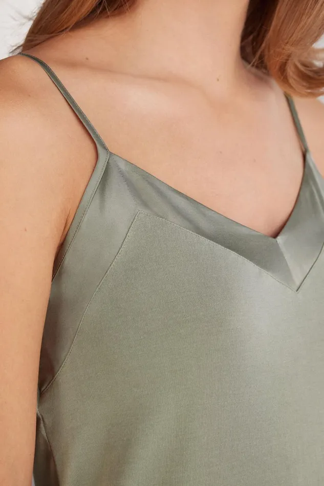 Intimissimi Camisoles Tank Tops Women Satin Details Modal Top Green 657j 8211 Fade Green