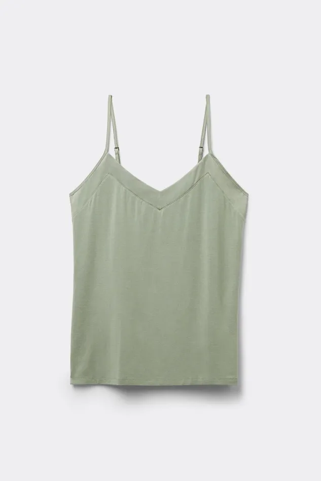 Intimissimi Camisoles Tank Tops Women Satin Details Modal Top Green 657j 8211 Fade Green