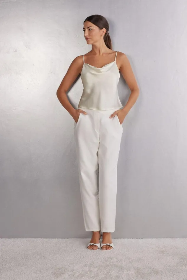 Intimissimi Camisoles Tank Tops Women Silk Crop Camisole Ivory 2127 8211 Talc White