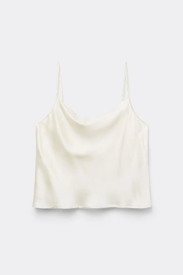 Intimissimi Camisoles Tank Tops Women Silk Crop Camisole Ivory 2127 8211 Talc White