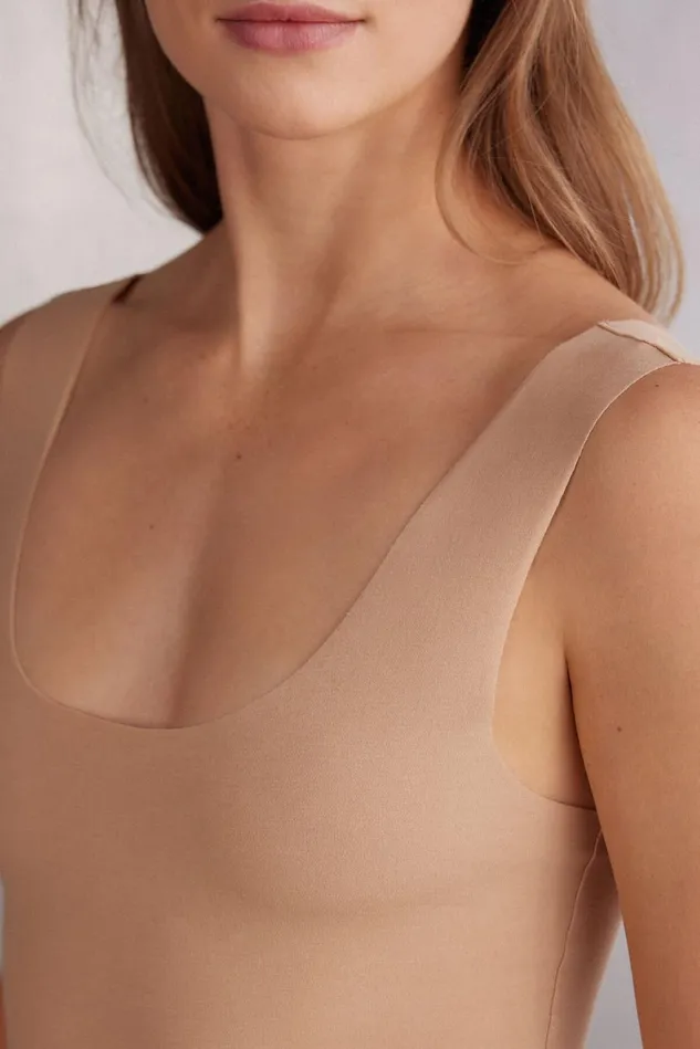 Intimissimi Lingerie Bodysuits Women Raw Edge Cotton Bodysuit Natural 044 8211 Honey Soft Beige