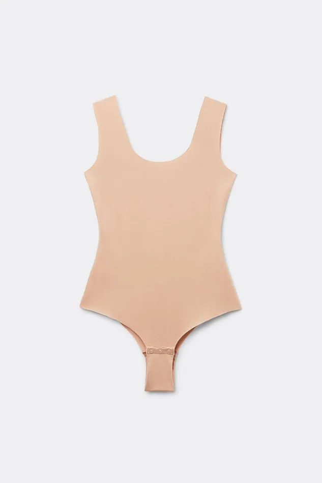 Intimissimi Lingerie Bodysuits Women Raw Edge Cotton Bodysuit Natural 044 8211 Honey Soft Beige