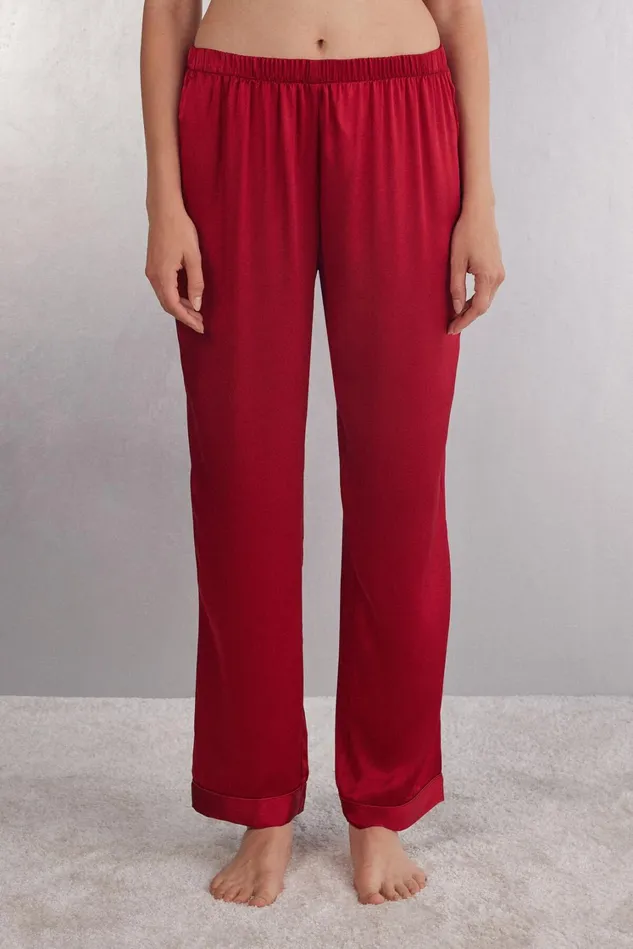 Intimissimi Long Pajamas Women Silk Satin Pajama Pants Red 1473 8211 Rosso