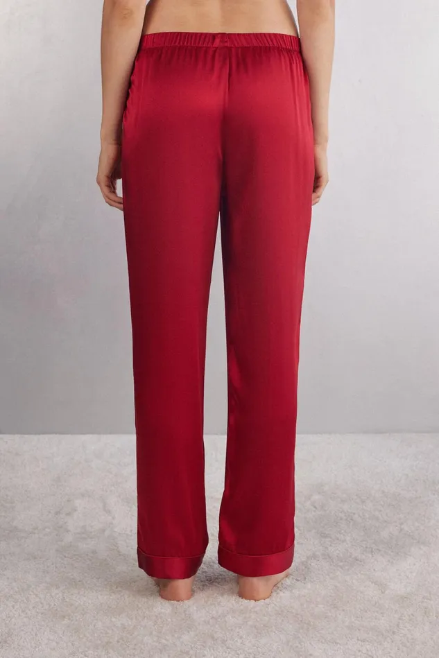 Intimissimi Long Pajamas Women Silk Satin Pajama Pants Red 1473 8211 Rosso