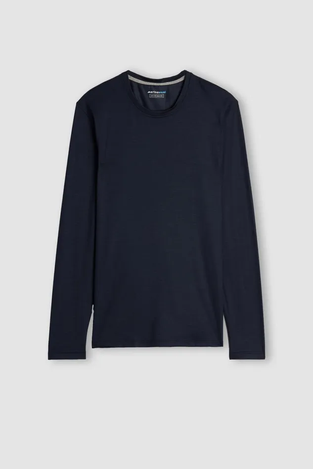 Intimissimi Long Sleeve Tops Men LongSleeve CrewNeck MerinoWool Top Blue 800 8211 Blu Notte