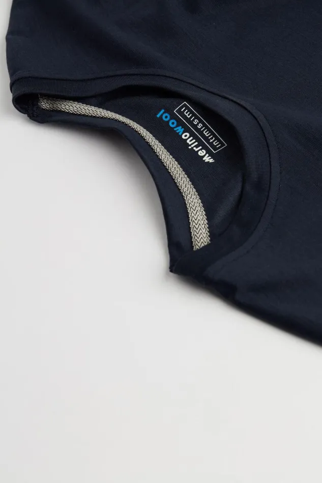 Intimissimi Long Sleeve Tops Men LongSleeve CrewNeck MerinoWool Top Blue 800 8211 Blu Notte