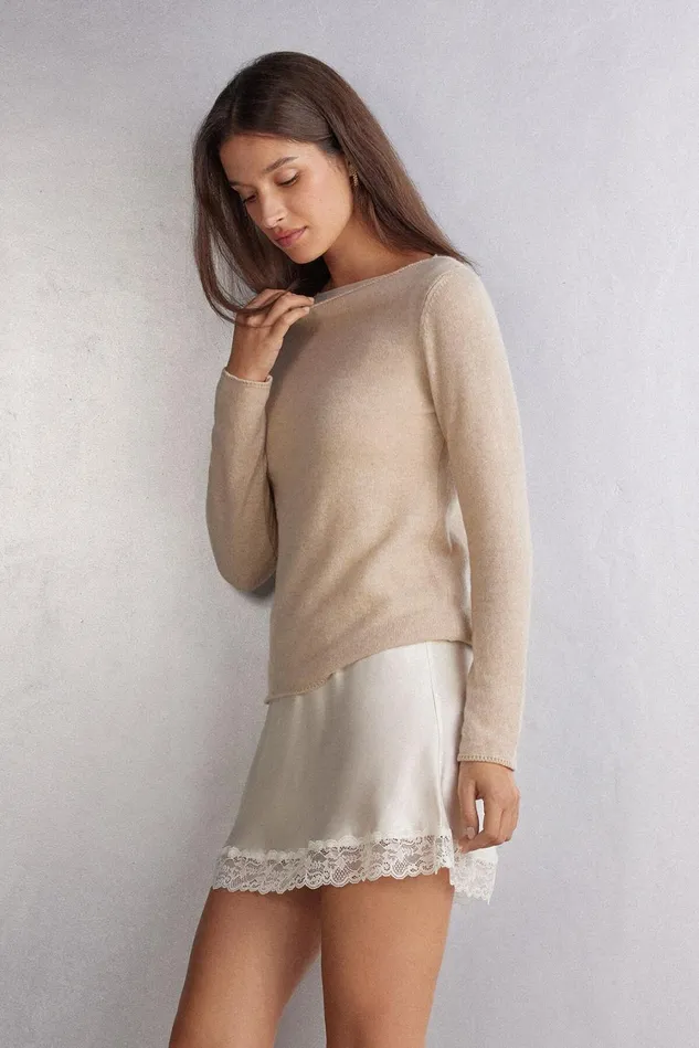 Intimissimi Long Sleeve Tops Women 100 Cashmere Long Sleeve Top Beige 712j 8211 Beige Melange