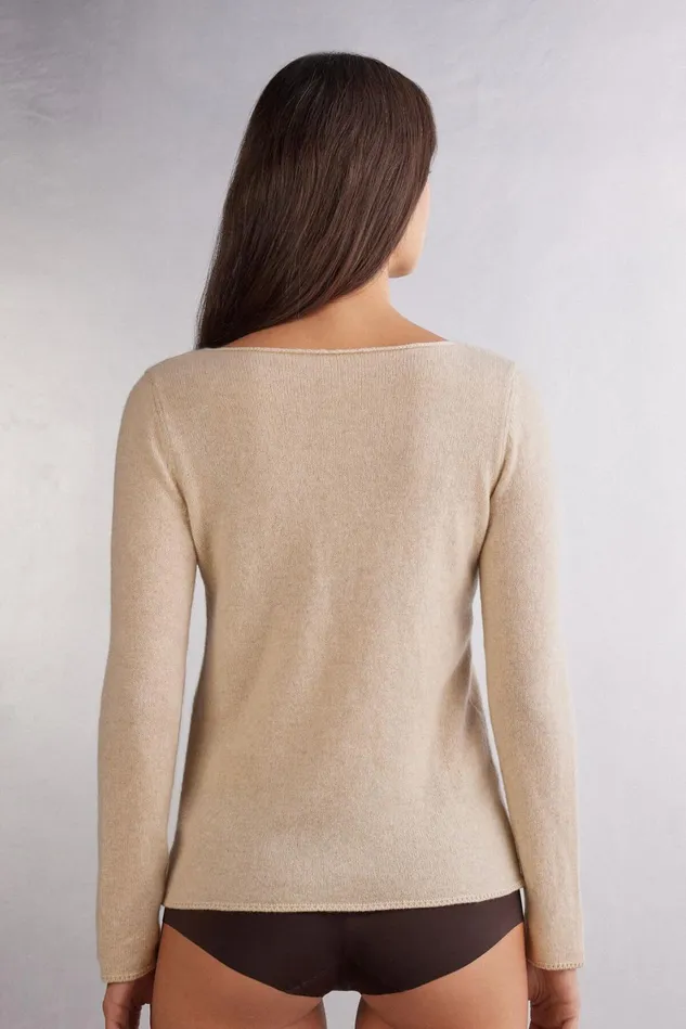 Intimissimi Long Sleeve Tops Women 100 Cashmere Long Sleeve Top Beige 712j 8211 Beige Melange