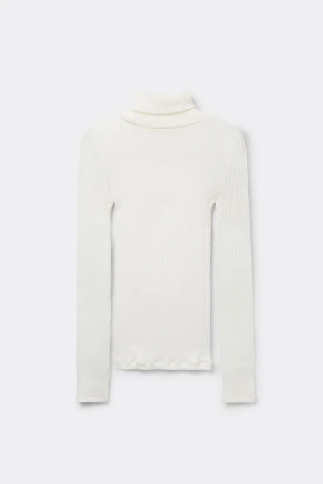 Intimissimi Long Sleeve Tops Women LongSleeve HighNeck Tubular Top In Wool And Silk Ivory 2127 8211 Talc White