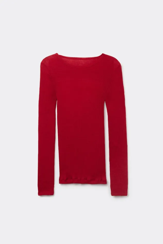 Intimissimi Long Sleeve Tops Women Long Sleeve Wide Neck Sweater In Wool And Silk Red 1473 8211 Rosso