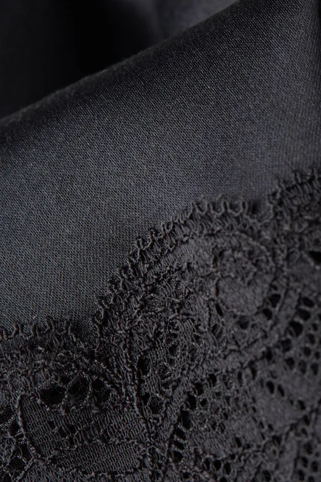 Intimissimi Pajama Separates Women Lace Trim Silk Shorts Black 019 8211 Black
