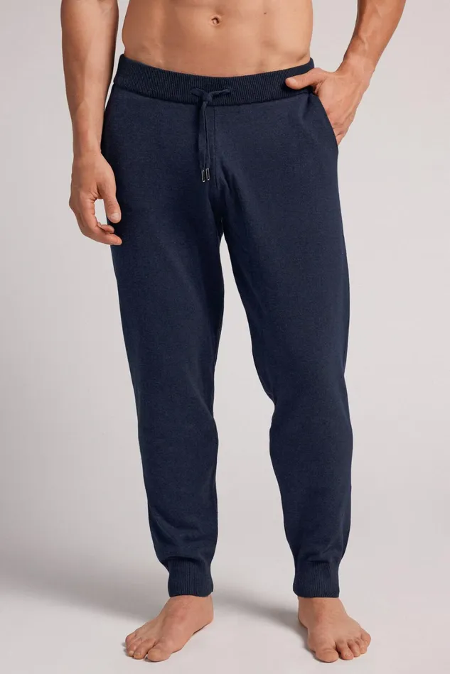 Intimissimi Pants Men Full Length Knit Pants Blue 488j 8211 Blue Melange