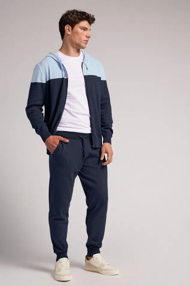 Intimissimi Pants Men Full Length Knit Pants Blue 488j 8211 Blue Melange