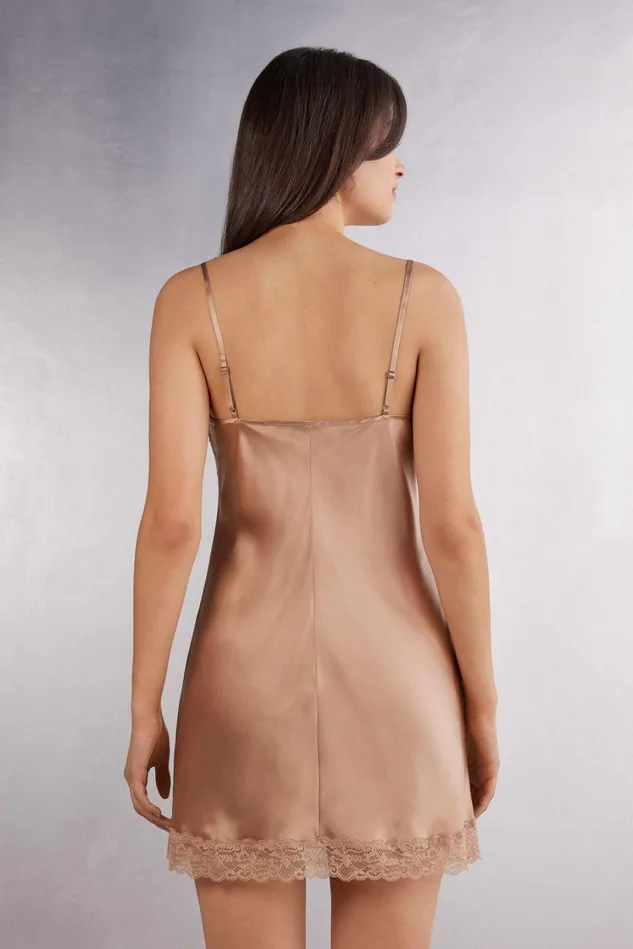 Intimissimi Slips Babydolls Women Silk Slip With Lace Insert Detail Natural 163i 8211 Satin Pink
