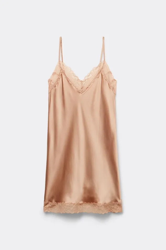 Intimissimi Slips Babydolls Women Silk Slip With Lace Insert Detail Natural 163i 8211 Satin Pink