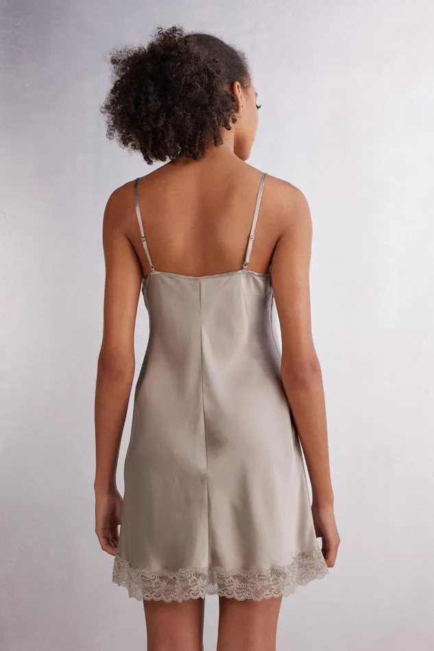 Intimissimi Slips Babydolls Women Silk Slip With Lace Insert Detail Natural 651i 8211 Powder Beige