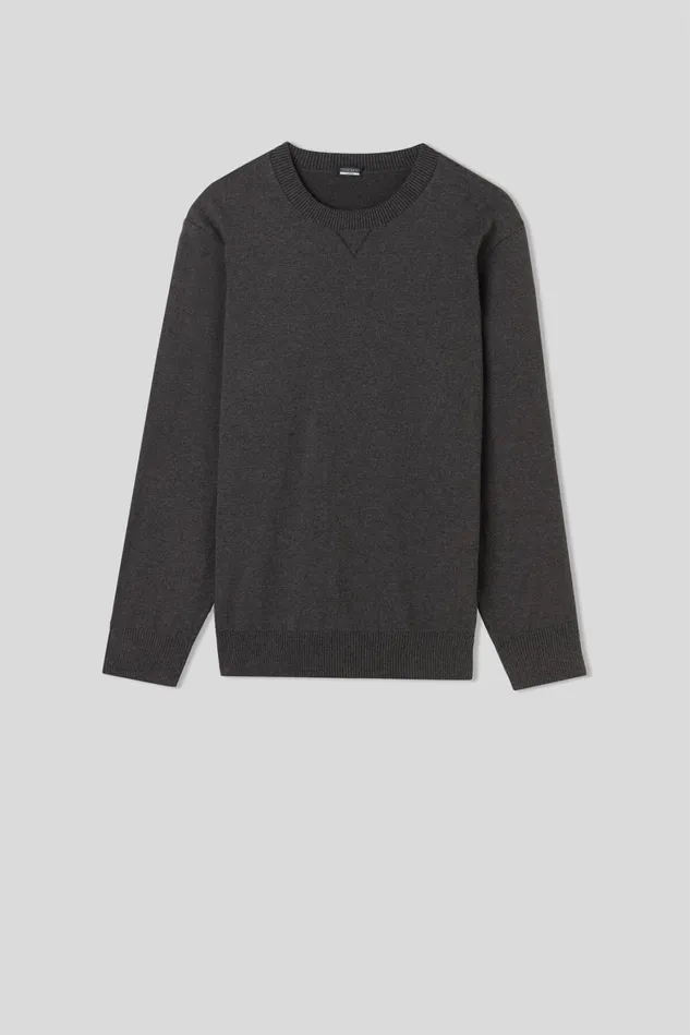 Intimissimi Sweatshirts Men Long Sleeve Knit Crewneck Grey 040 8211 Dark Grey Blend