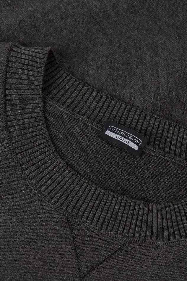 Intimissimi Sweatshirts Men Long Sleeve Knit Crewneck Grey 040 8211 Dark Grey Blend