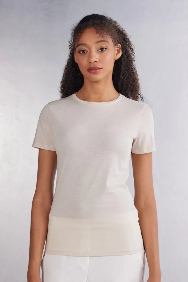 Intimissimi TShirt Women Ultrafresh Cotton Short Sleeve Top White 659j 8211 Bianco Polvere Intimissimi TShirt Women Ultrafresh Cotton Short Sleeve Top White 659j 8211 Bianco Polvere