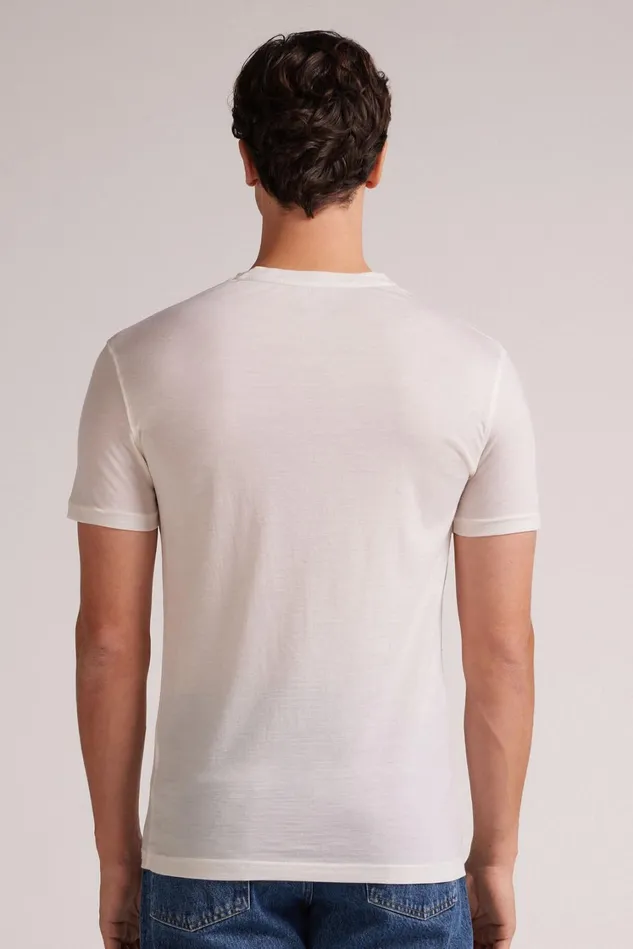 Intimissimi TShirts Polos Men Stretch Merino Wool ShortSleeve TShirt White 760j 8211 Bianco Lana
