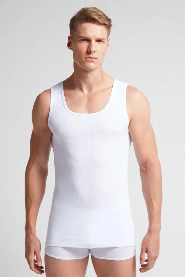 Intimissimi Tank Tops Undershirts Men Superior Cotton Ribbed Tank Top White 001 8211 White Intimissimi Tank Tops Undershirts Men Superior Cotton Ribbed Tank Top White 001 8211 White