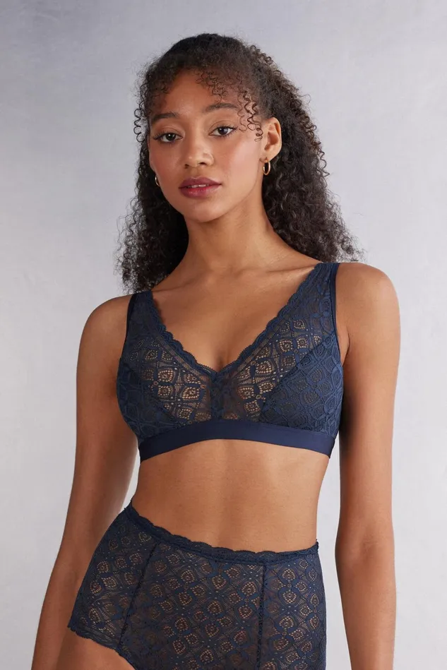 Intimissimi Triangle Women Lara Triangle Bra In Lace Blue 1467 8211 Intense Blue