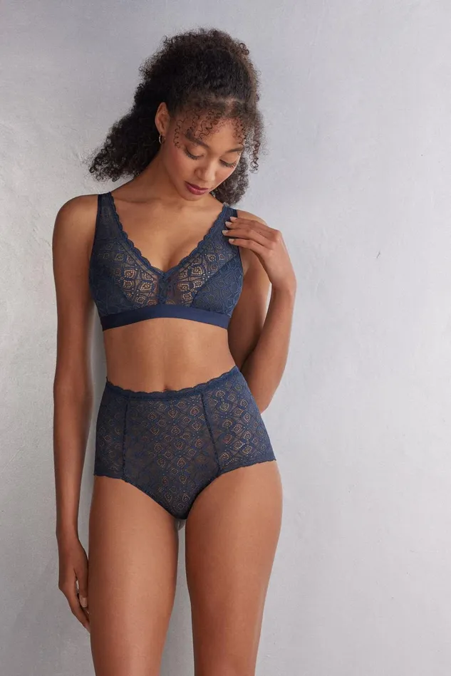 Intimissimi Triangle Women Lara Triangle Bra In Lace Blue 1467 8211 Intense Blue
