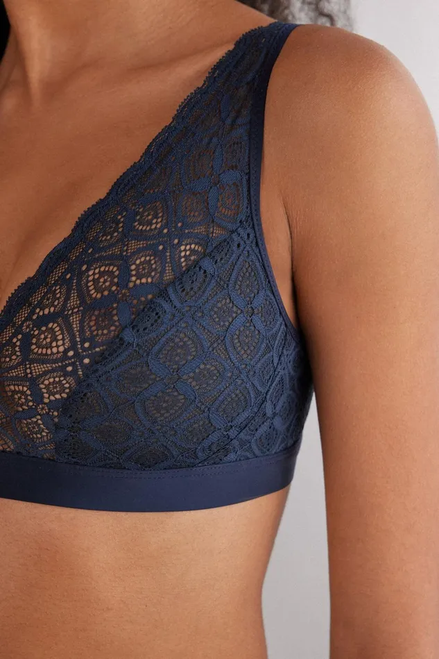 Intimissimi Triangle Women Lara Triangle Bra In Lace Blue 1467 8211 Intense Blue