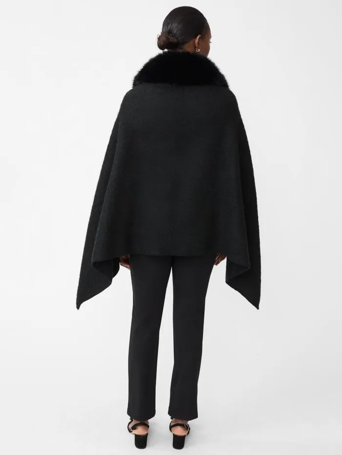 JMcLaughlin Bianca Cape With Faux Fur Collar Black Women Jackets and Outerwear JMcLaughlin Bianca Cape With Faux Fur Collar Black Women Jackets and Outerwear