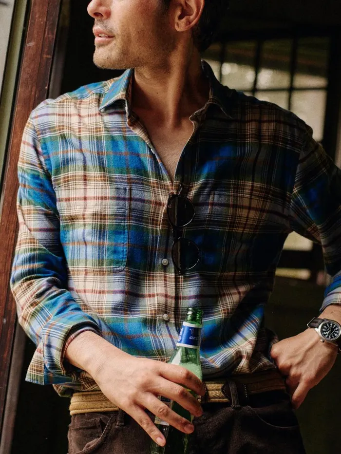 JMcLaughlin Dobson Classic Fit Flannel Shirt In Plaid Burgundygreenblue Men Shirts
