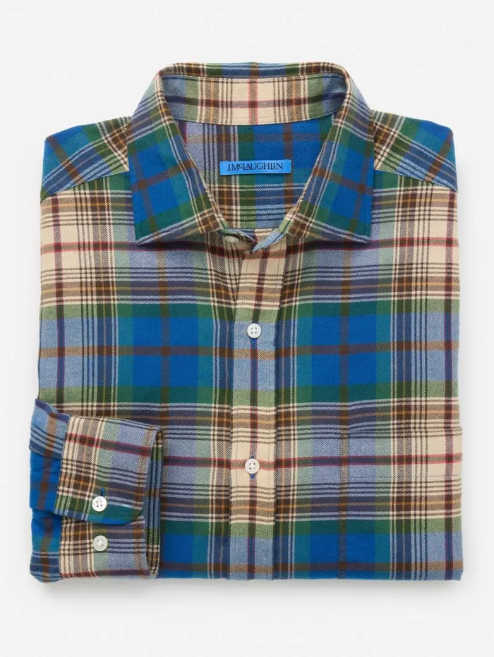 JMcLaughlin Dobson Classic Fit Flannel Shirt In Plaid Burgundygreenblue Men Shirts JMcLaughlin Dobson Classic Fit Flannel Shirt In Plaid Burgundygreenblue Men Shirts
