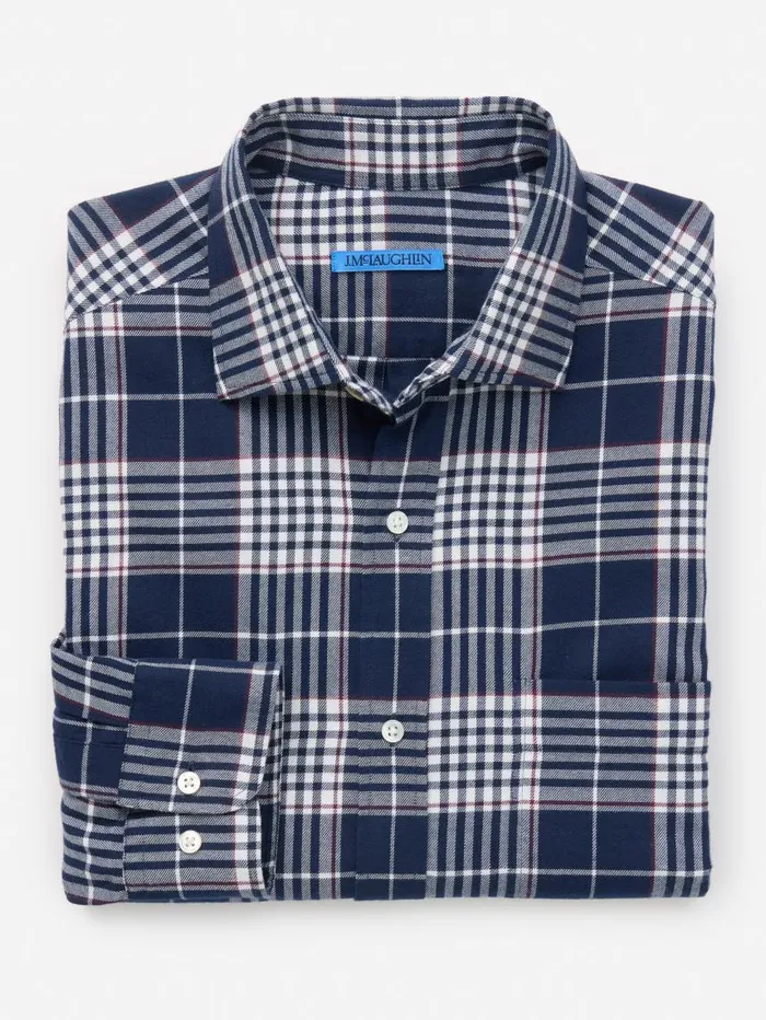 JMcLaughlin Dobson Classic Fit Flannel Shirt In Plaid Navyredwhite Men Shirts