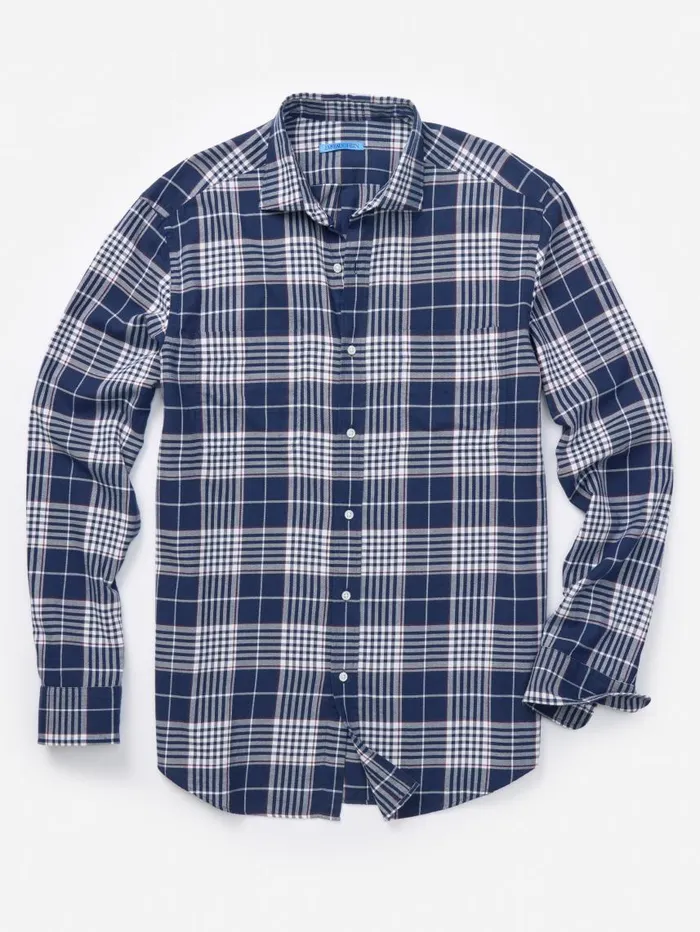 JMcLaughlin Dobson Classic Fit Flannel Shirt In Plaid Navyredwhite Men Shirts JMcLaughlin Dobson Classic Fit Flannel Shirt In Plaid Navyredwhite Men Shirts
