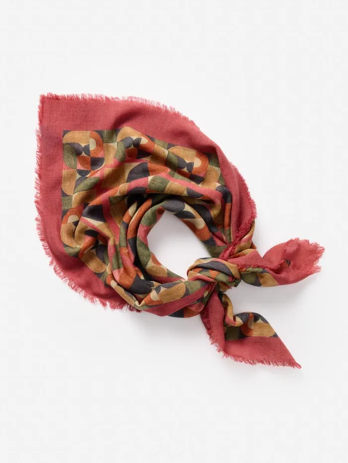 JMcLaughlin La Jolla Scarf In Geometric Harmony Square Olivemulti Women Scarves