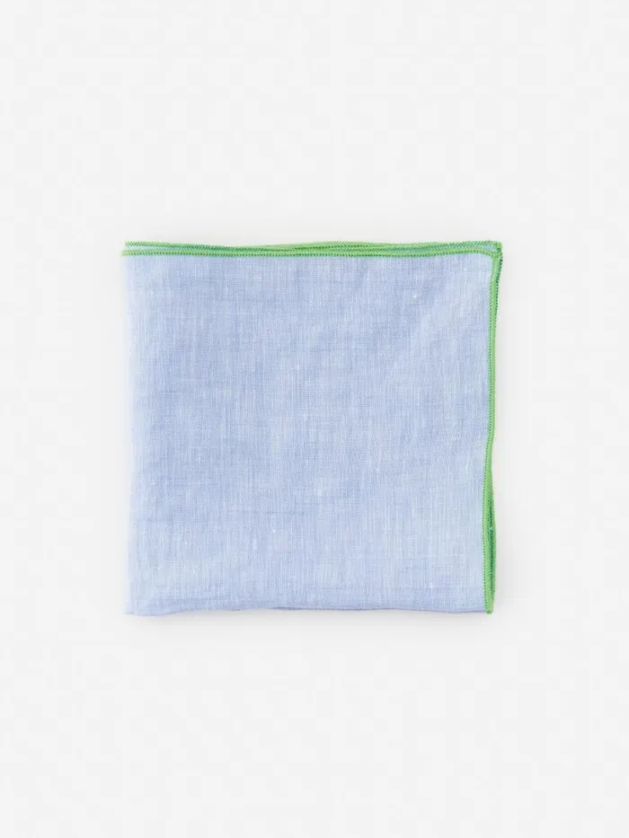 JMcLaughlin Linen Pocket Square Denim Blue Men Pocket Squares