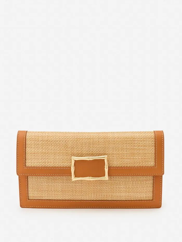 JMcLaughlin Marley Grasscloth Clutch Natural WomenMen Clutches
