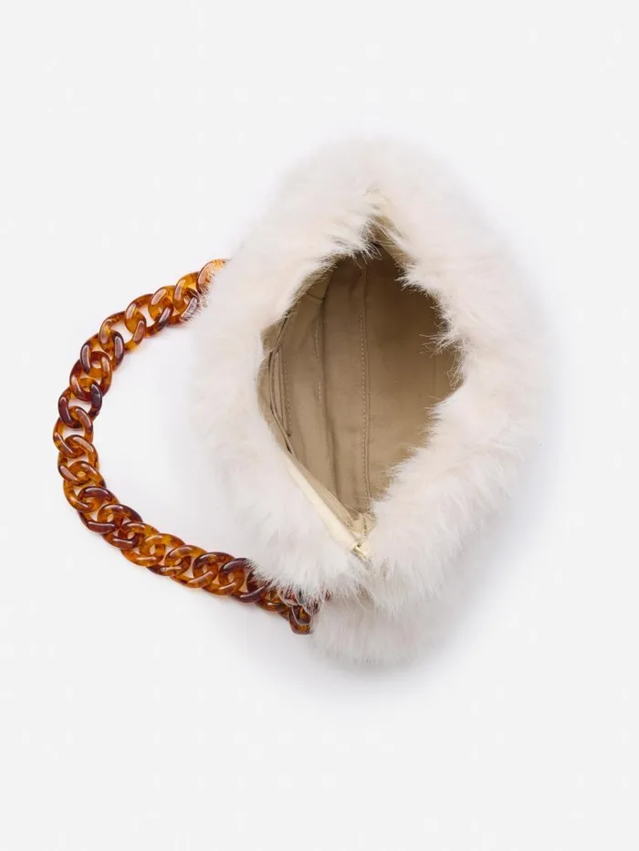 JMcLaughlin Nessa Faux Fur Handbag Off White WomenMen Shoulder Bags and Hobos JMcLaughlin Nessa Faux Fur Handbag Off White WomenMen Shoulder Bags and Hobos