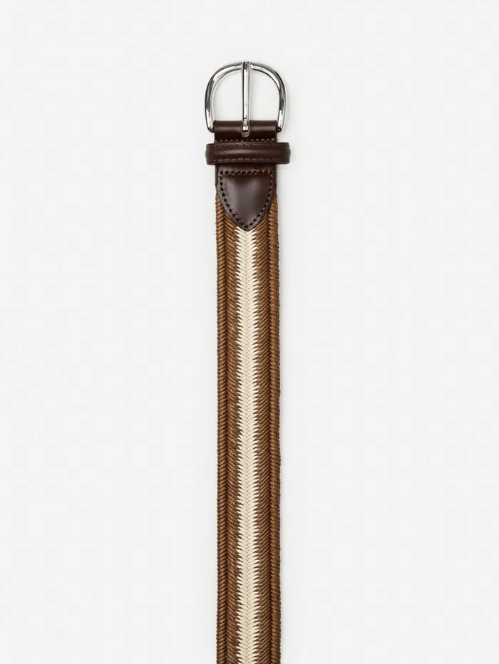 JMcLaughlin Ray Belt In Stripe Brownoff White Men Belts JMcLaughlin Ray Belt In Stripe Brownoff White Men Belts