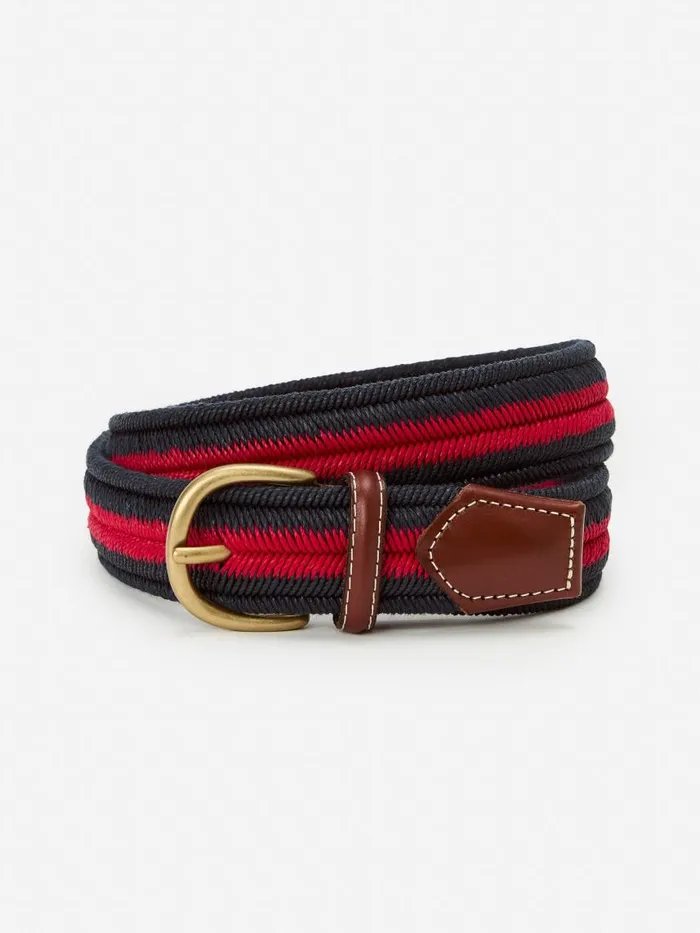 JMcLaughlin Ray Belt In Stripe Navyred Men Belts