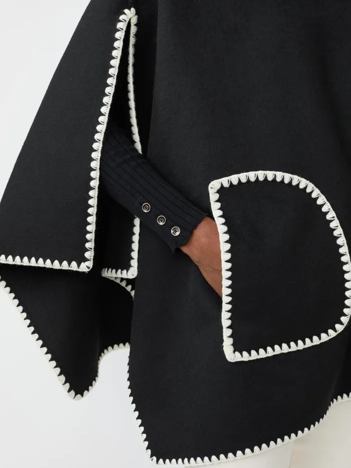 JMcLaughlin Sabrina Cape Black Women Jackets and Outerwear JMcLaughlin Sabrina Cape Black Women Jackets and Outerwear