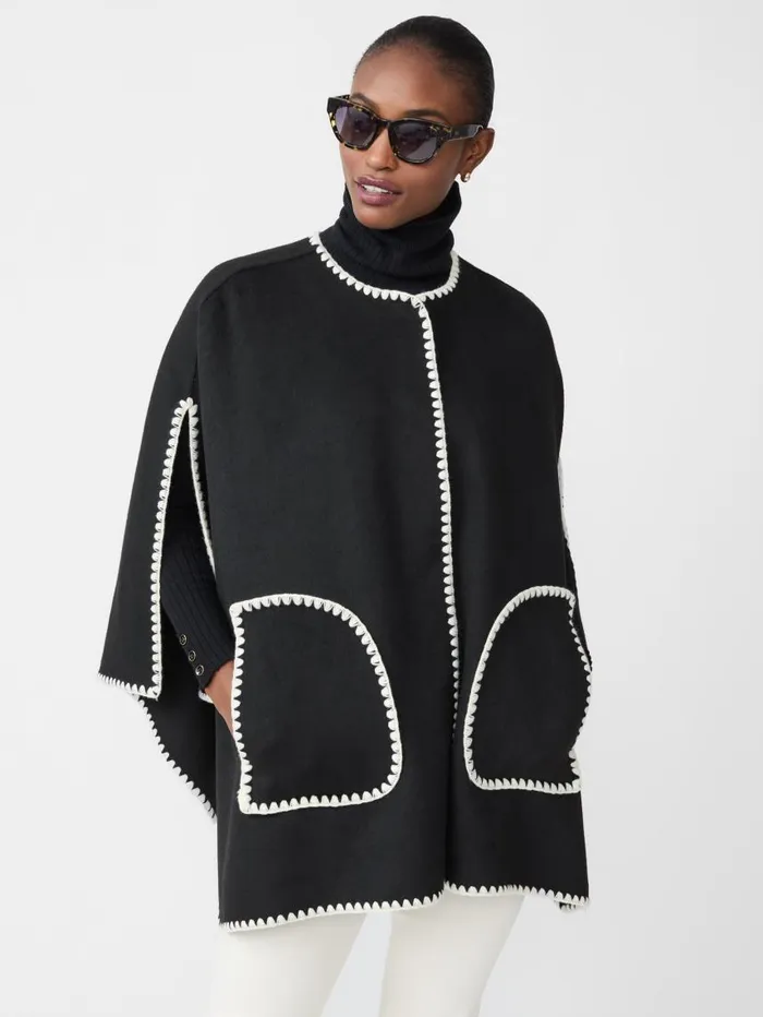 JMcLaughlin Sabrina Cape Black Women Jackets and Outerwear JMcLaughlin Sabrina Cape Black Women Jackets and Outerwear